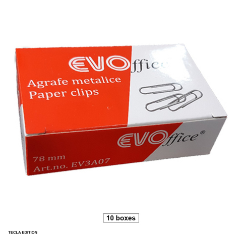 Birotica papetarie - Set 10 cutii cu cate 30 agrafe din metal nichelat, 78 mm