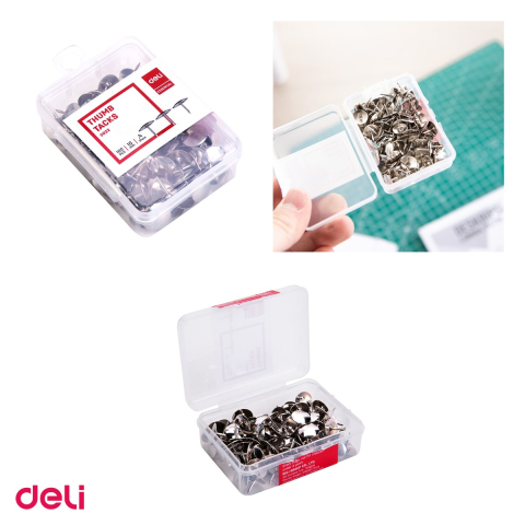 Set 10 cutii de plastic cu pioneze Deli cu cap din inox, 10 mm, 100 bucati pe cutie [3]