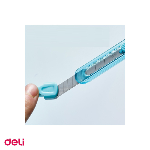Set 10 cuttere mici scolare Deli cu protectie si sistem de blocare, 14x9x80 mm, culori asortate [4]