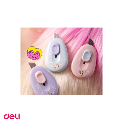 Set 10 cuttere mini Deli M155, lama retractabila din aliaj, culori pastel asortate [4]
