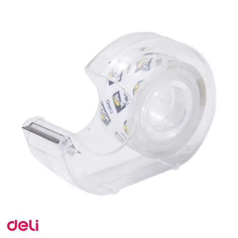 Set 10 dispensere cu banda adeziva Deli, 18 mm x 7.62 m, material non-toxic, pentru birou si uz casnic [4]