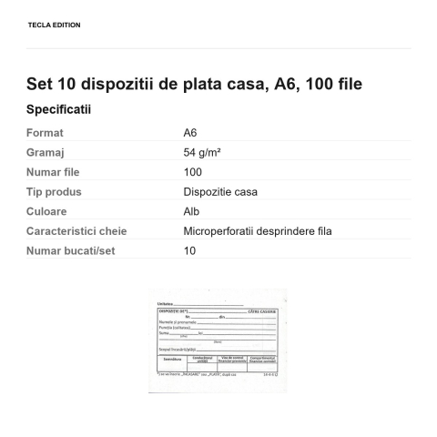 Set 10 dispozitii de plata casa, A6, 100 file [2]