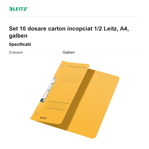 Set 10 dosare carton incopciat 1/2 Leitz, A4, galben [2]