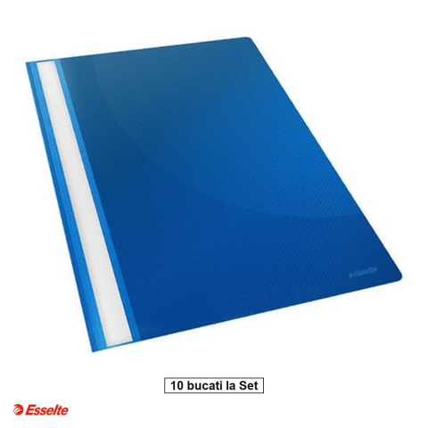 Organizare si arhivare - Set 10 dosare cu sina Esselte, PP, A4, capacitate 160 coli, pentru arhivare, albastru inchis