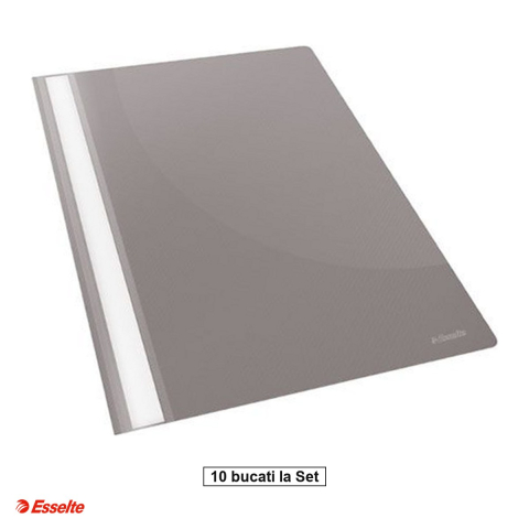 Organizare si arhivare - Set 10 dosare cu sina Esselte, PP, A4, capacitate 160 coli, pentru arhivare, gri