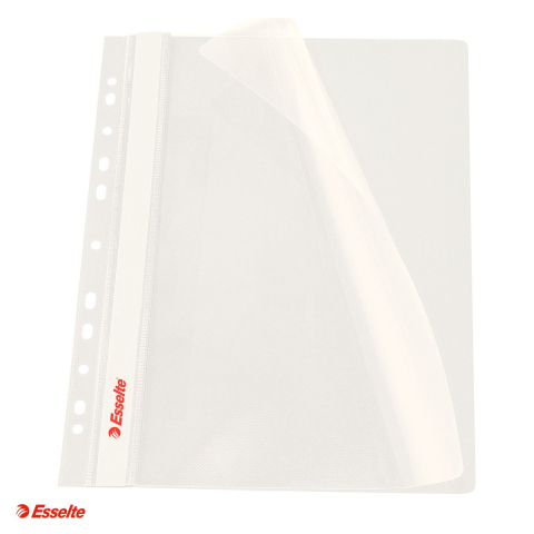 Organizare si arhivare - Set 10 dosare cu sina Esselte VIVIDA, multiperforatii, PP, A4, capacitate 160 coli, pentru documente perforate, alb