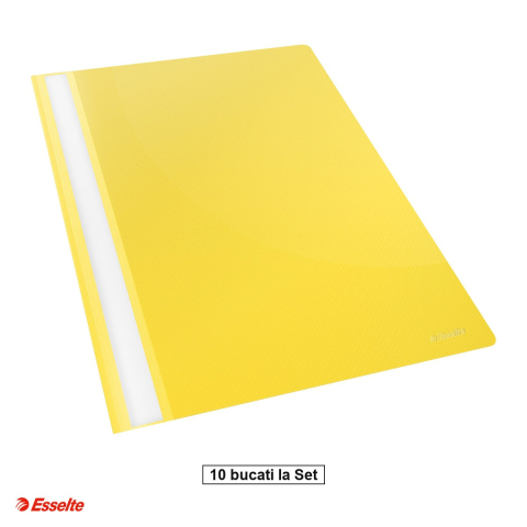 Organizare si arhivare - Set 10 dosare cu sina Esselte VIVIDA, PP, A4, capacitate 160 coli, pentru arhivare, galben