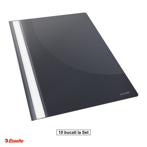Organizare si arhivare - Set 10 dosare cu sina Esselte VIVIDA, PP, A4, capacitate 160 coli, pentru arhivare, negru