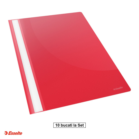 Organizare si arhivare - Set 10 dosare cu sina Esselte VIVIDA, PP, A4, capacitate 160 coli, pentru arhivare, rosu
