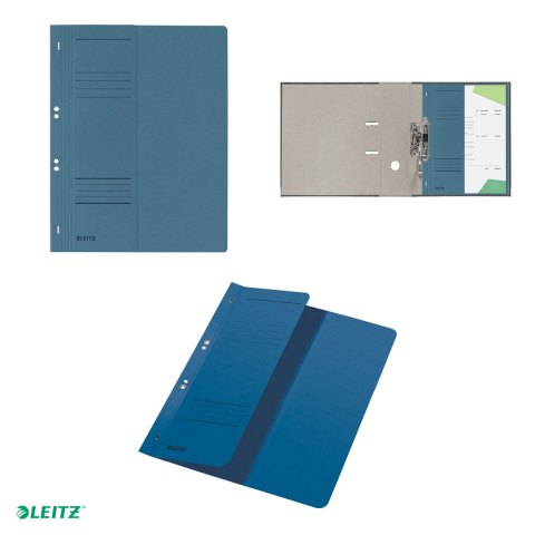 Set 10 dosare cu sina Leitz 1/2, carton, A4, cu capse, capacitate 170 coli, pentru arhivare, albastru [3]