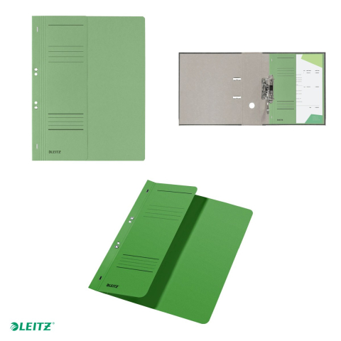 Set 10 dosare cu sina Leitz 1/2, carton, A4, cu capse, capacitate 170 coli, pentru arhivare, verde [3]