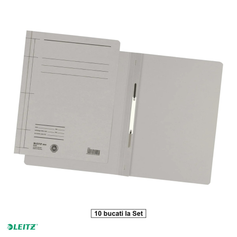 Set 10 dosare din carton cu sina, Leitz, capacitate 250 de coli de 80 g, pentru arhivare, gri [0]