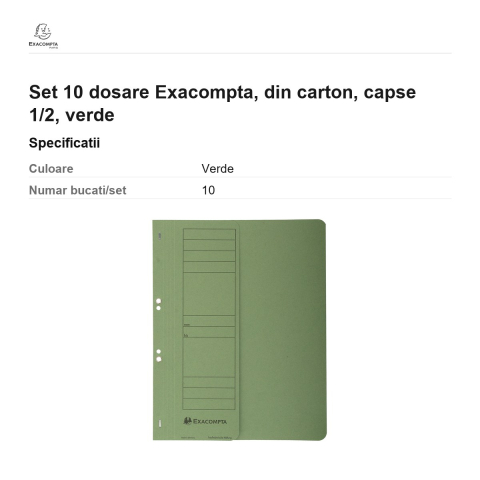 Set 10 dosare Exacompta, din carton, capse 1/2, verde [2]
