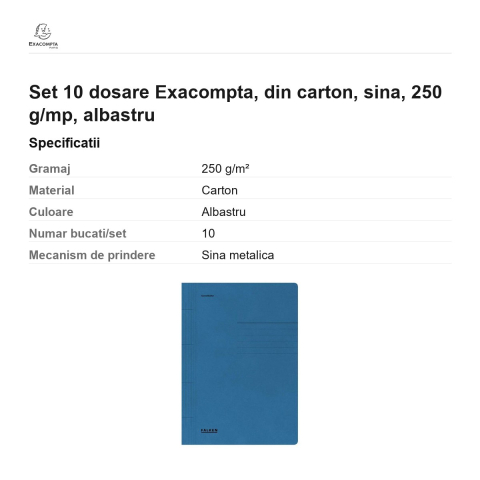 Set 10 dosare Exacompta, din carton, sina, 250 g/mp, albastru [2]
