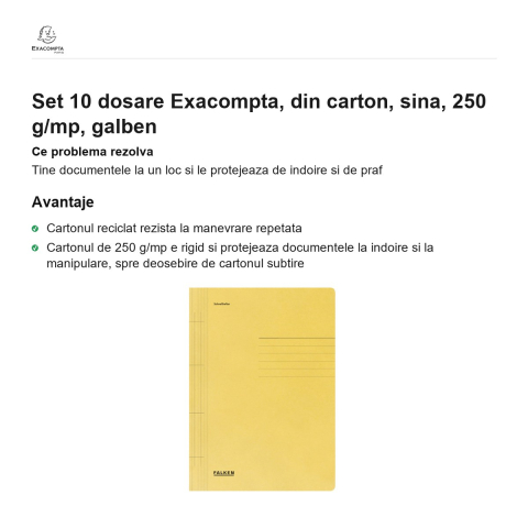 Set 10 dosare Exacompta, din carton, sina, 250 g/mp, galben [1]