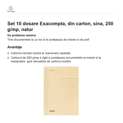 Set 10 dosare Exacompta, din carton, sina, 250 g/mp, natur [1]