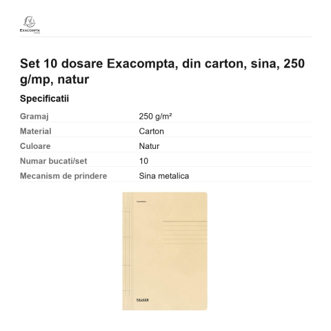 Set 10 dosare Exacompta, din carton, sina, 250 g/mp, natur [2]