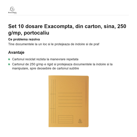 Set 10 dosare Exacompta, din carton, sina, 250 g/mp, portocaliu [1]