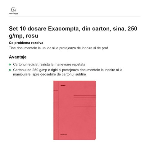 Set 10 dosare Exacompta, din carton, sina, 250 g/mp, rosu [1]