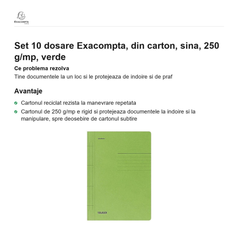 Set 10 dosare Exacompta, din carton, sina, 250 g/mp, verde [1]