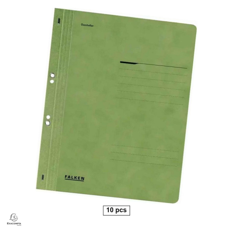 Dosare carton - Set 10 dosare Exacompta Falken A4, din carton, capse 1/1, 250 g/mp, verde