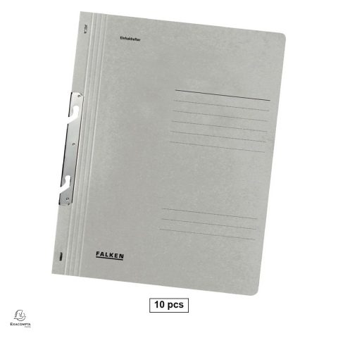 Birotica papetarie - Set 10 dosare Exacompta Falken A4, din carton, incopciat 1/1, 250 g/mp, gri, 240x305 mm
