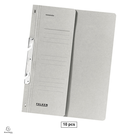 Dosare carton - Set 10 dosare Exacompta Falken A4, din carton, incopciat 1/2, 250 g/mp, gri, 240x305 mm