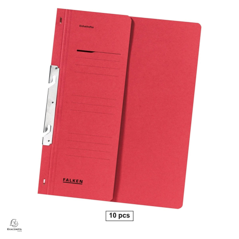 Dosare carton - Set 10 dosare Exacompta Falken A4, din carton, incopciat 1/2, 250 g/mp, rosu, 240x305 mm
