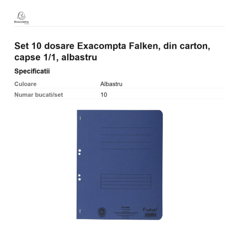 Set 10 dosare Exacompta Falken, din carton, capse 1/1, albastru [2]