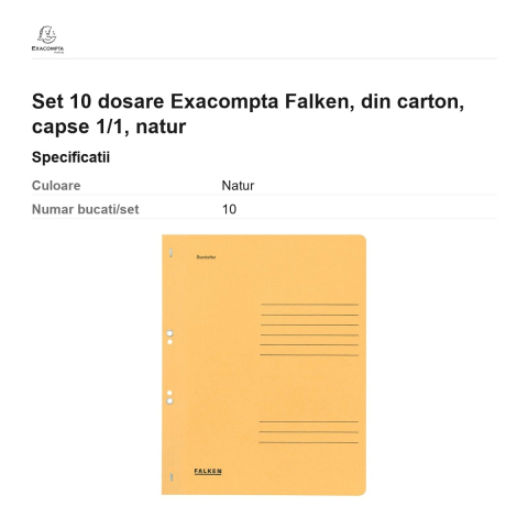 Set 10 dosare Exacompta Falken, din carton, capse 1/1, natur [2]