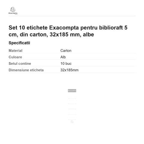 Set 10 etichete Exacompta pentru biblioraft 5 cm, din carton, 32x185 mm, albe [2]
