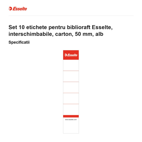 Set 10 etichete pentru biblioraft Esselte, interschimbabile, carton, 50 mm, alb [2]