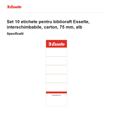 Set 10 etichete pentru biblioraft Esselte, interschimbabile, carton, 75 mm, alb [2]