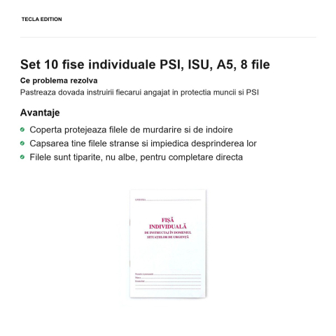 Set 10 fise individuale PSI, ISU, A5, 8 file [1]