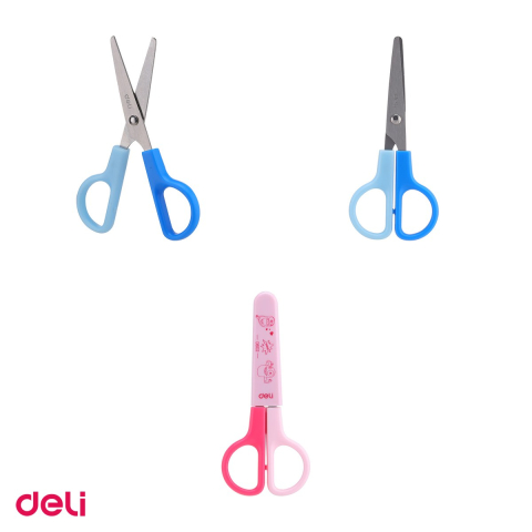 Set 10 foarfece scolare Deli, 12 cm, cu protectie din plastic, varf rotunjit, culori asortate [3]