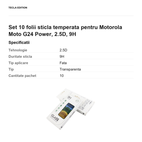 Set 10 folii sticla temperata pentru Motorola Moto G24 Power, 2.5D, 9H [2]
