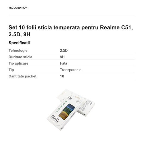 Set 10 folii sticla temperata pentru Realme C51, 2.5D, 9H [2]