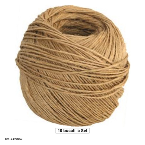 Sfoara - Set 10 gheme sfoara iuta nepolierata, Ghem 100g, pentru Legat si Fixat, Gradina si Ambalare Rustica, Naturala