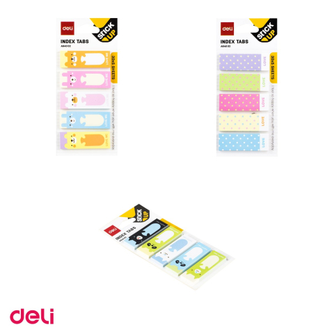 Set 10 indexuri adezive hartie Deli, modele animale si buline, 45x15mm, 30 file, repozitionabil [3]