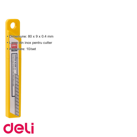 Set 10 lame cutter mici Deli, inox, 80x9x0.4 mm, pentru cuttere de birou si hobby [2]