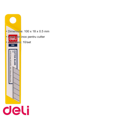 Set 10 lame inox pentru cutter mare Deli, 100x18x0.5 mm, taiere precisa si durabila [2]
