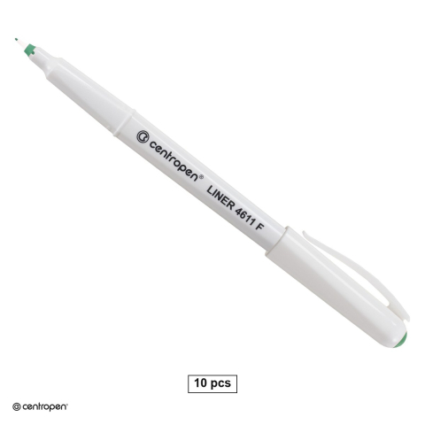 Linere - Set 10 linere Centropen 4611 F cu varf din plastic, 0.3 mm, zona de prindere triunghiulara, verzi