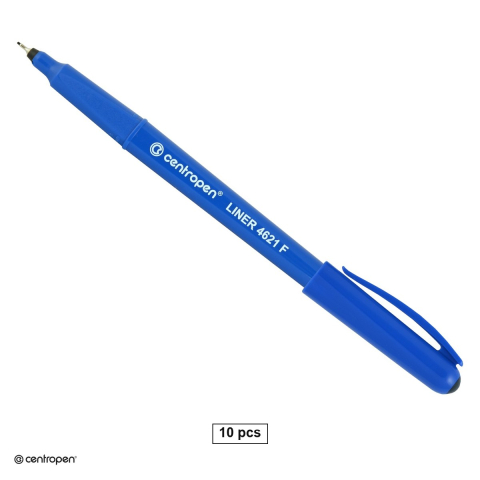 Linere - Set 10 linere Centropen 4621 F cu varf metalic, 0.3 mm, zona de prindere triunghiulara, negre