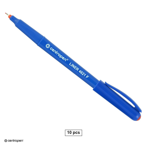 Birotica papetarie - Set 10 linere Centropen 4621 F cu varf metalic, 0.3 mm, zona de prindere triunghiulara, rosii