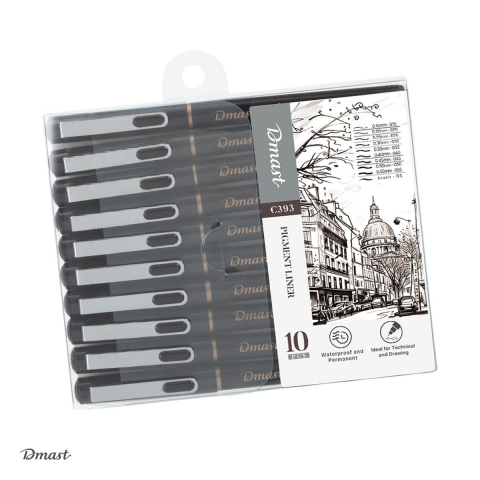 Linere - Set 10 linere Dmast by Pebeo, pigment, negru