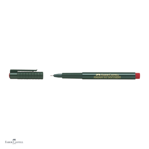 Set 10 linere Faber-Castell Finepen 1511, varf 0,4 mm montat in metal, cerneala pe baza de apa, rezistenta pentru documente, rosu [3]