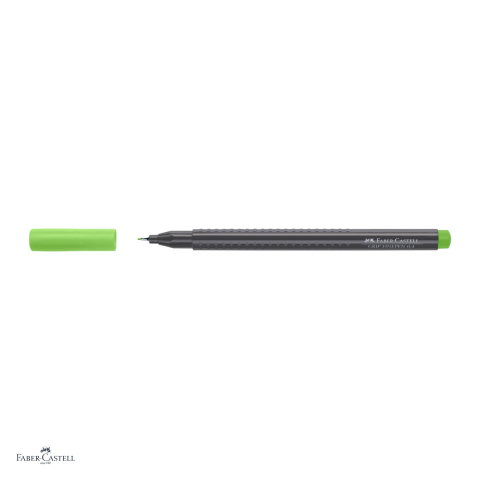 Set 10 linere Faber-Castell Grip Finepen, varf 0,4 mm montat in metal, cerneala pe baza de colorant alimentar, forma triunghiulara cu zona Grip, se spala din textile, verde iarba, antiderapante [3]