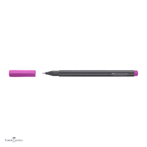 Set 10 linere Faber-Castell Grip Finepen, varf 0,4 mm montat in metal, cerneala pe baza de colorant alimentar, forma triunghiulara cu zona Grip, se spala din textile, carmin, antiderapante [3]