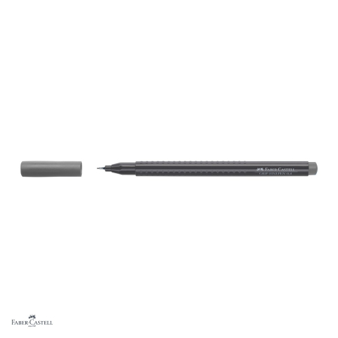 Set 10 linere Faber-Castell Grip Finepen, varf 0,4 mm montat in metal, cerneala pe baza de colorant alimentar, forma triunghiulara cu zona Grip, se spala din textile, gri cald IV, antiderapante [3]