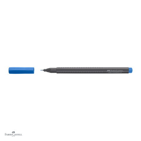 Set 10 linere Faber-Castell Grip Finepen, varf 0,4 mm montat in metal, cerneala pe baza de colorant alimentar, forma triunghiulara cu zona Grip, se spala din textile, albastru helio rosiatic [3]
